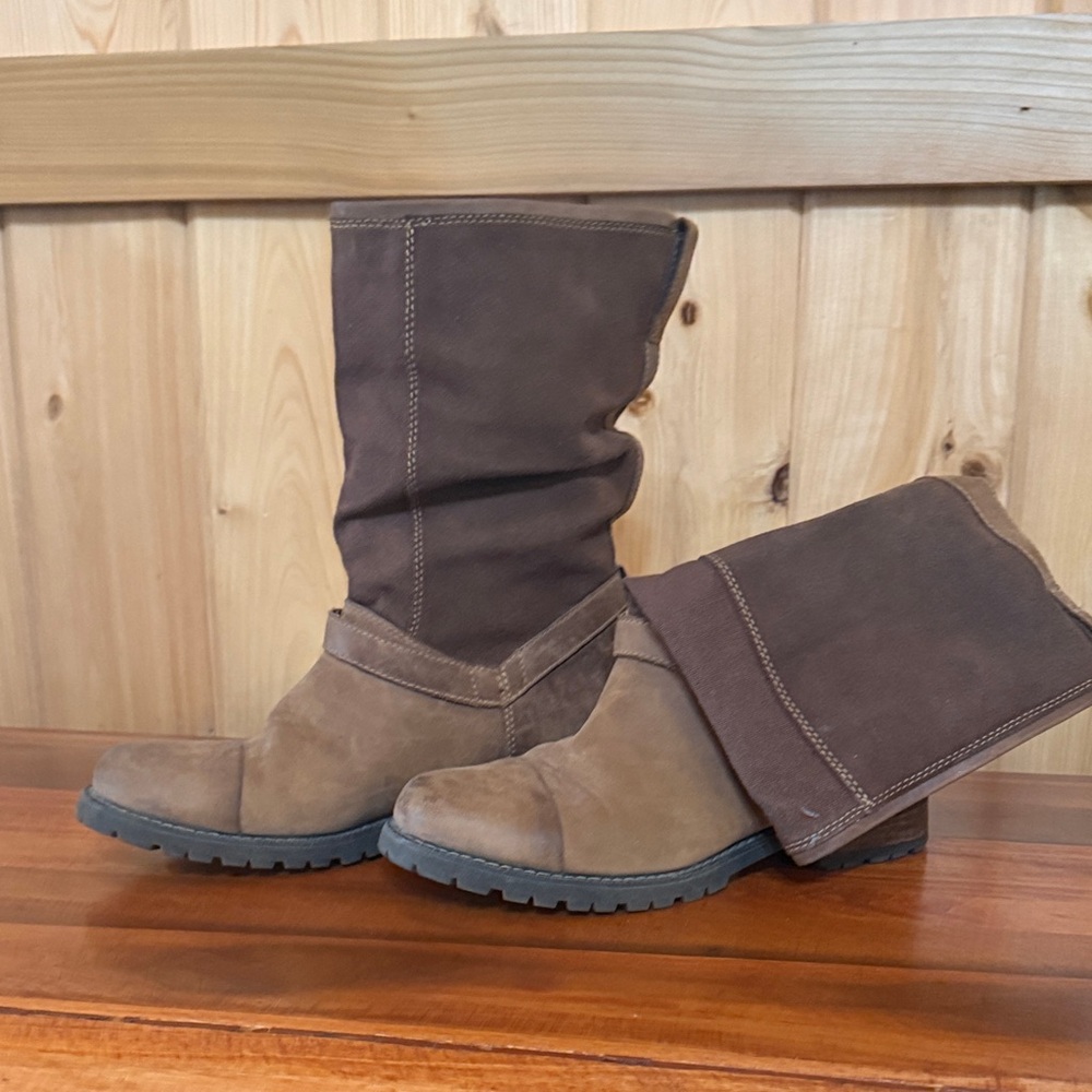 Brown Suede Mid-Calf Boots